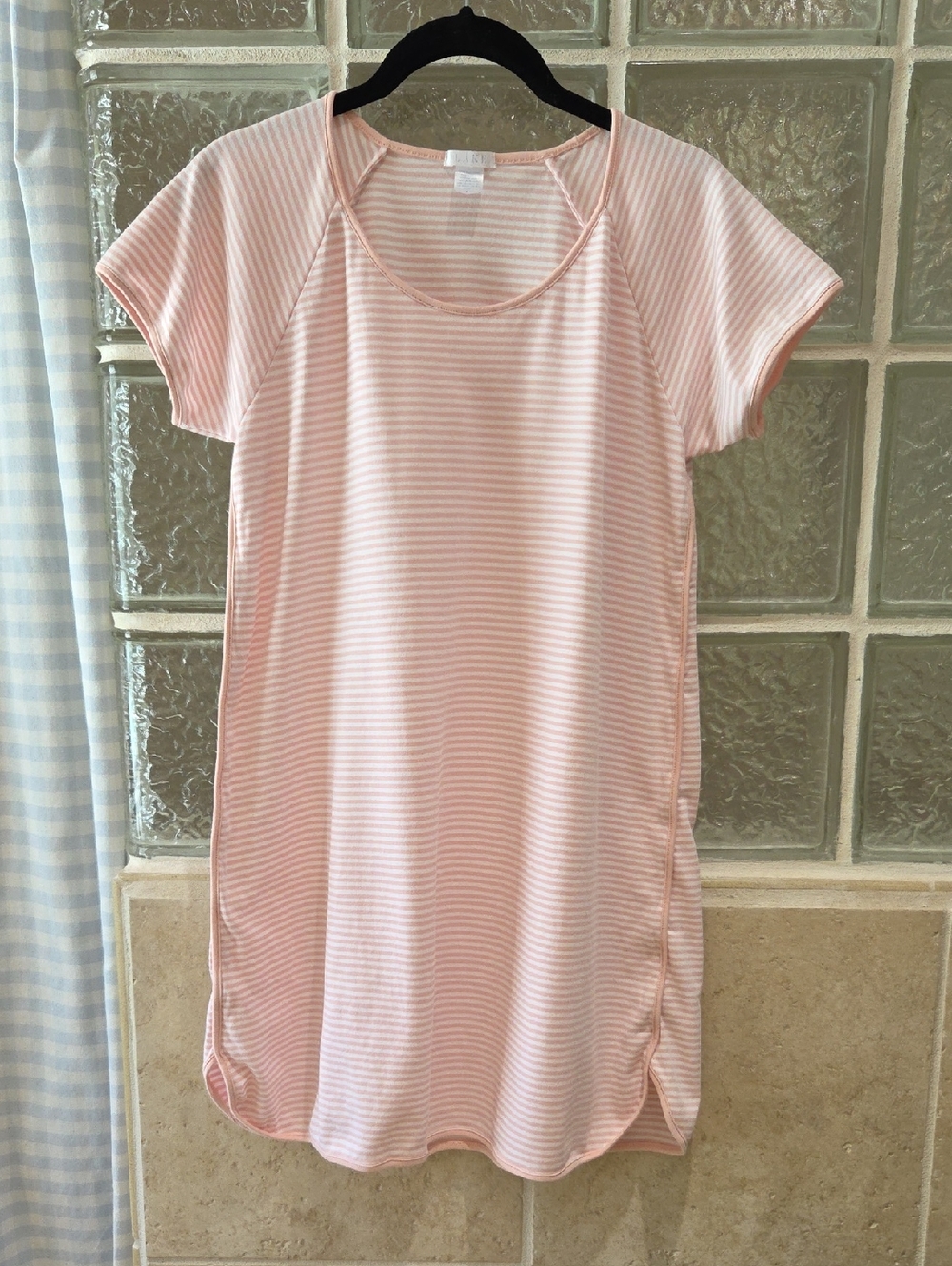 LAKE Pajamas Womens Light Pink Striped Short Sleeve Nightgown Small